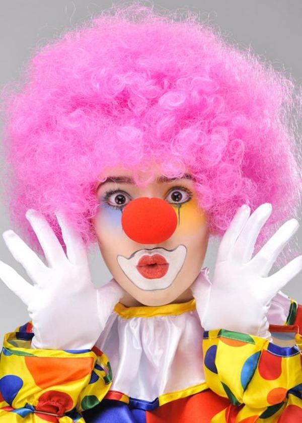 Nessi World Pembe Renk Kıvırcık Afro Bonus Peruk Takma Saç ve Kırmızı Burun Seti - Image 1