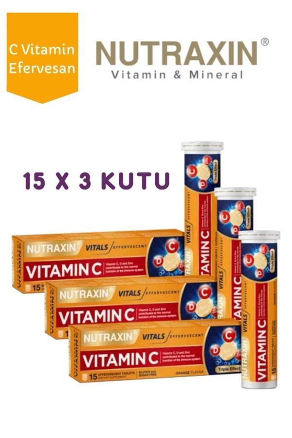 Nutraxin Efervesan - Vitamin C-D-Zinc 15 Tablet 3 Adet - Image 1