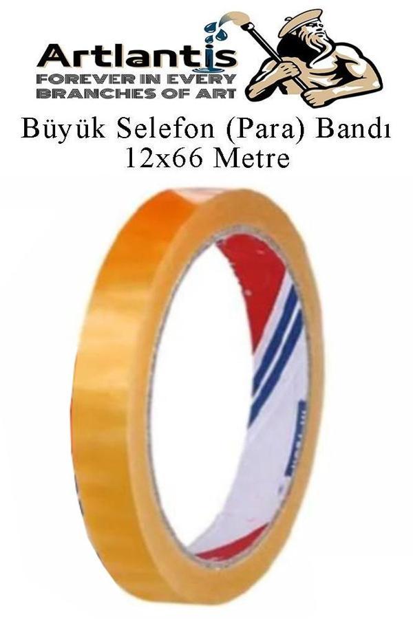 12x66 Metre Selefon Bant 1 Adet Büro Bandı Büyük Bant Makinelerine Uyumlu Şeffaf Para Bandı Artlantis Kırtasiye Bandı - Image 1