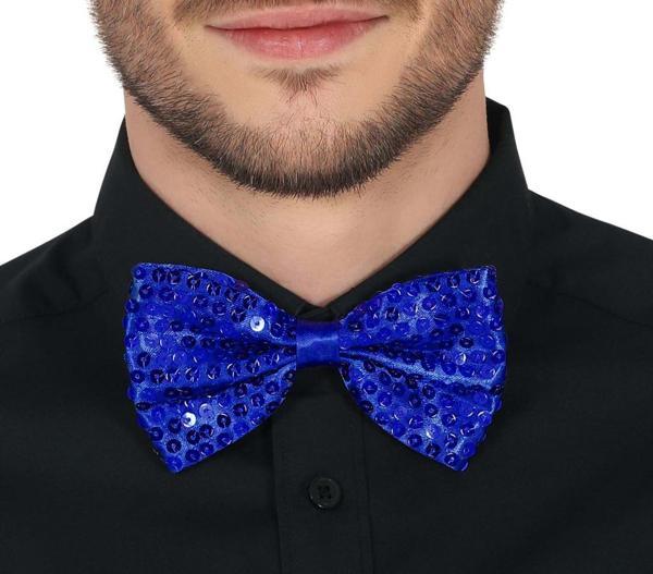 Nessi World Gece Işıltısı Mavi Payetli Pullu Papyon 7x2 cm - Image 1