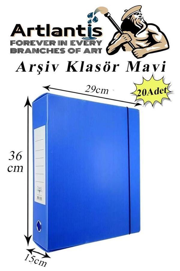 Mavi Arşiv Ve Proje Kutusu 29x36x15cm 20 Adet Arşiv Klasörü Lastikli Plastik Arşiv Klasörü Büro Okul Sınıf - Image 1