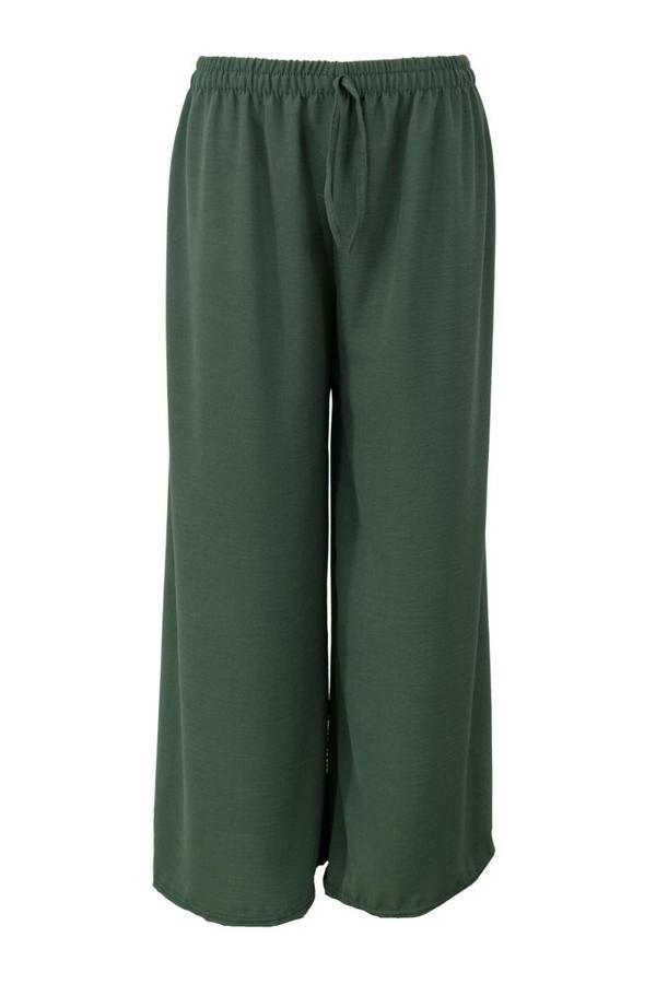 Oppland Kadın Düz Renk Rahat Kesim Beli Lastikli Aerobin Kumaş Pantolon Rahat - Image 1