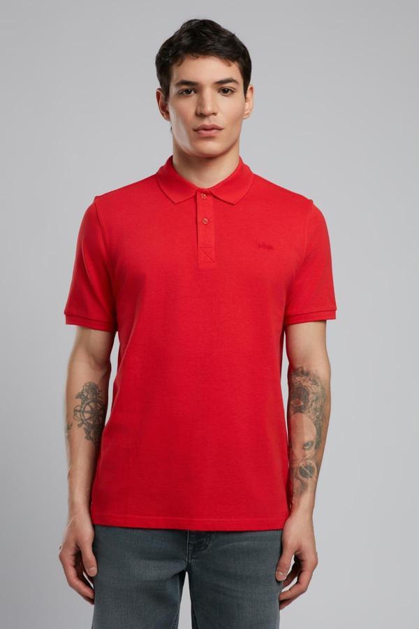 Lee Cooper % 100 Pamuk Regular Fit Düğmeli Erkek Polo Yaka T Shirt 252 LCM 242012 3101 KIRMIZI - Image 1