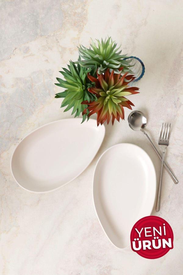 Keramika Mat Beyaz Serenity Kayık Tabak 24 Cm 2 Adet 022 - Image 1