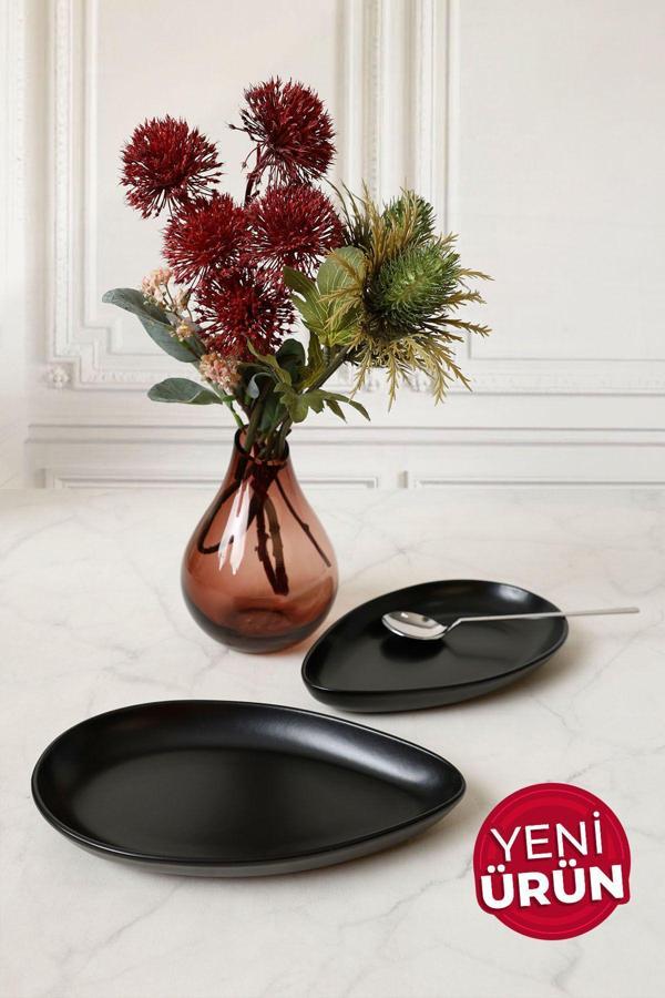 Keramika Mat Siyah Serenity Kayık Tabak 24 Cm 2 Adet 956 - Image 1