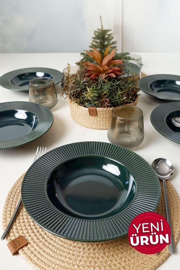 Keramika Zümrüt Myra Yemek Tabağı 24 Cm 6 Adet - Image 1