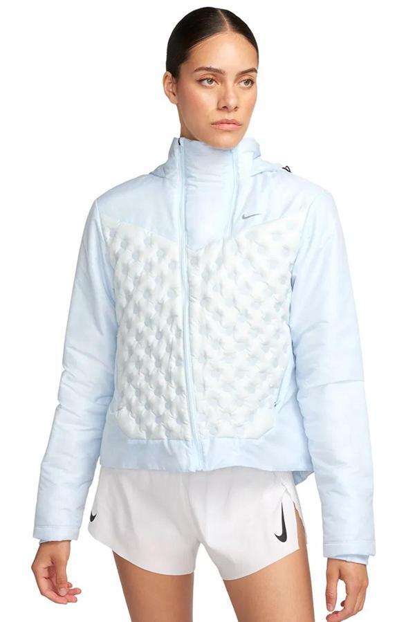Nike Therma Fit ADV Repel AeroLoft Running Full Zip Hoodie Kadın Bol Kesim Kaz Tüyü Kapüşonlu Ceket Açık Mavi - Image 1