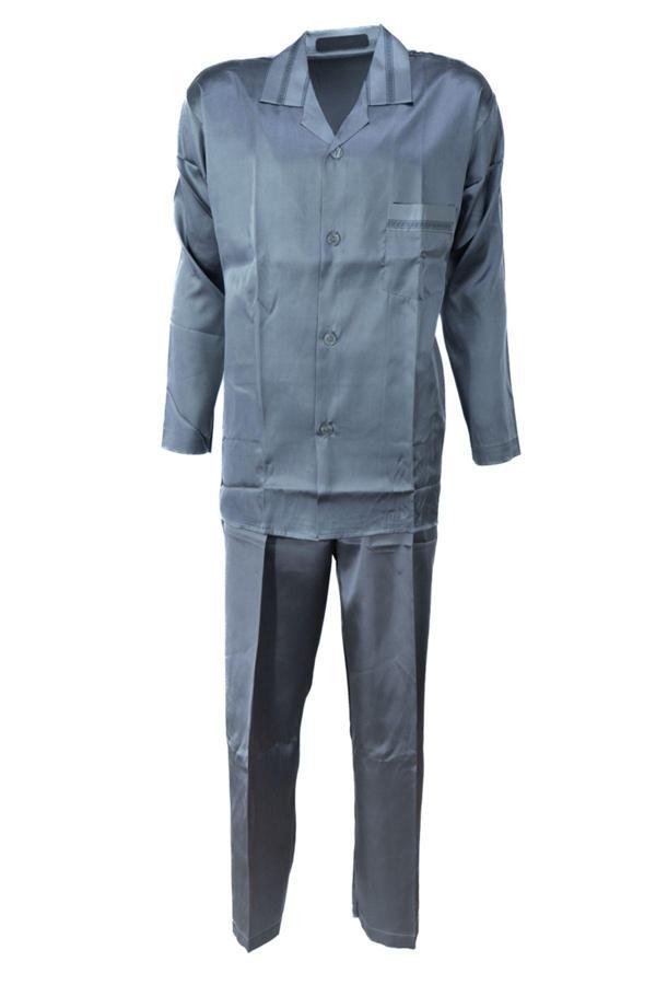 Oppland Erkek Şık Klasik Model Pijama Takımı Premium Saten Kumaş Murcia Model Cepli Tam Kalıp - Image 1