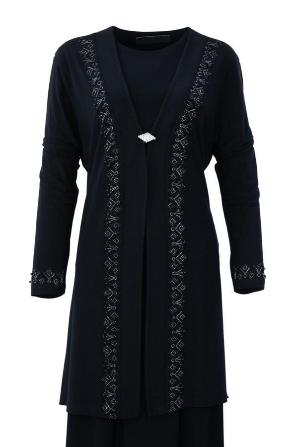 Oppland Kadın 2 Li Anne Takım Likralı Sandy Kumaş Şık ve Modern Elmasım Taşlı Bisiklet Yakalı Rahat - Image 1