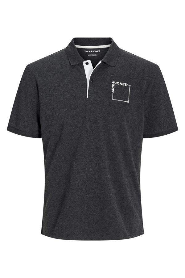 Jack&Jones Jjverner Pamuklu Regular Fit Düğmeli Erkek Polo Yaka T Shirt 12269307 SİYAH - Image 1