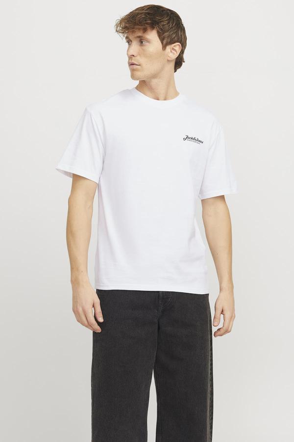 Jack & Jones Jjbeau % 100 Pamuk Relaxed Fit Bisiklet Yaka Erkek T Shirt 12275012 BEYAZ - Image 1