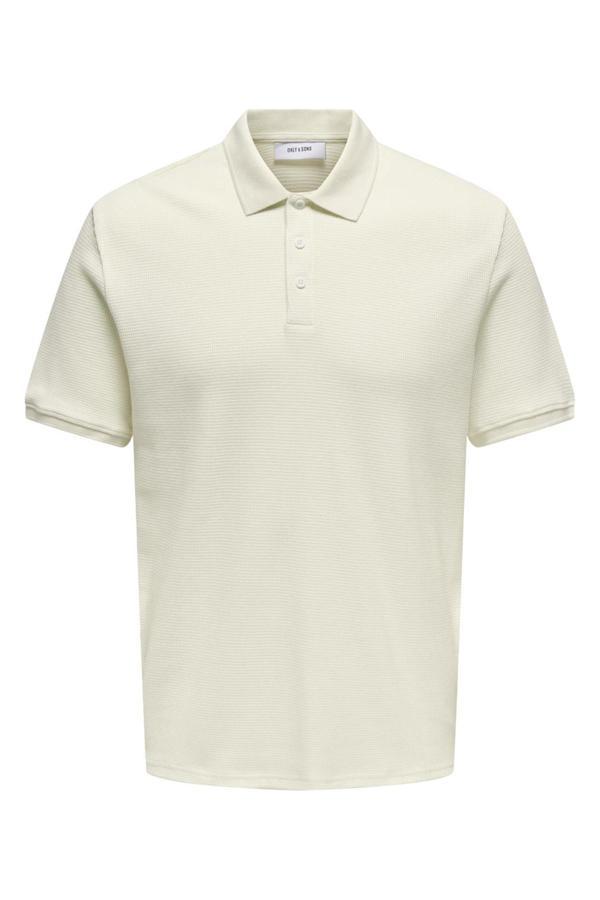 Only & Sons Onsderek % 100 Pamuk Regular Fit Düğmeli Erkek Polo Yaka T Shirt 22032827 KREM - Image 1