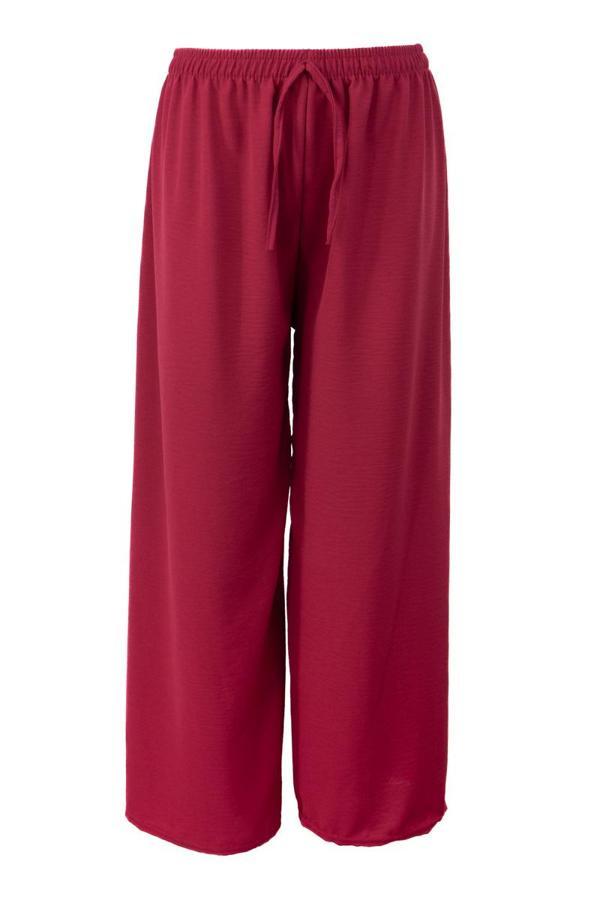 Oppland Kadın Düz Renk Rahat Kesim Beli Lastikli Aerobin Kumaş Pantolon Rahat - Image 1