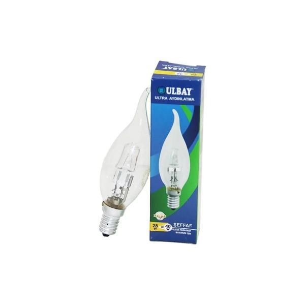 Halojen 28w - E14 Sarı Renk Kıvrık Şeffaf Mum Ampul - Image 1