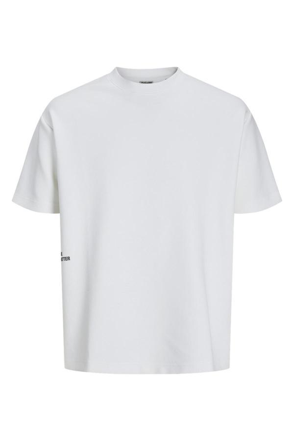 Jack & Jones Core Jcokınetic Streç Pamuklu Oversize Fit Sıfır Yaka Erkek T Shirt 12265429 BEYAZ - Image 1