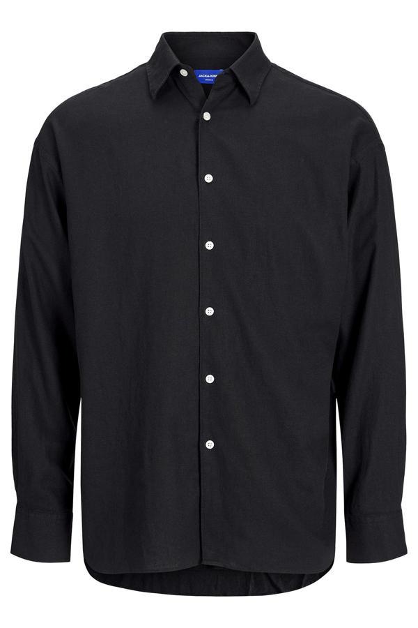 Jack&Jones Originals Jorparos Pamuklu Oversize Uzun Kollu Erkek Gömlek 12271106 SİYAH - Image 1