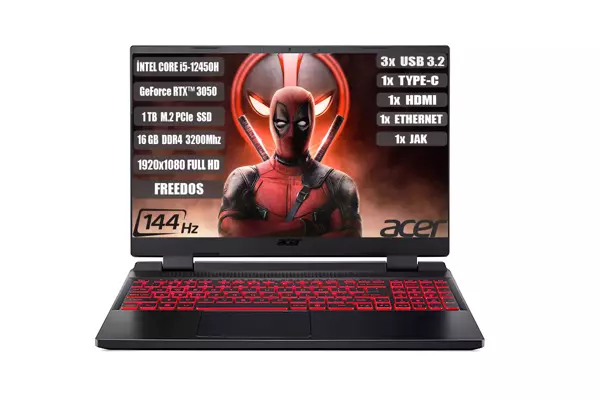 ACER Nitro5 AN515-58 I5-12450H 16GB 1 TB SSD RTX3050-4GB 15.6" IPS Fhd 144Hz Freedos NH.QFJEY.007+161 - Image 1