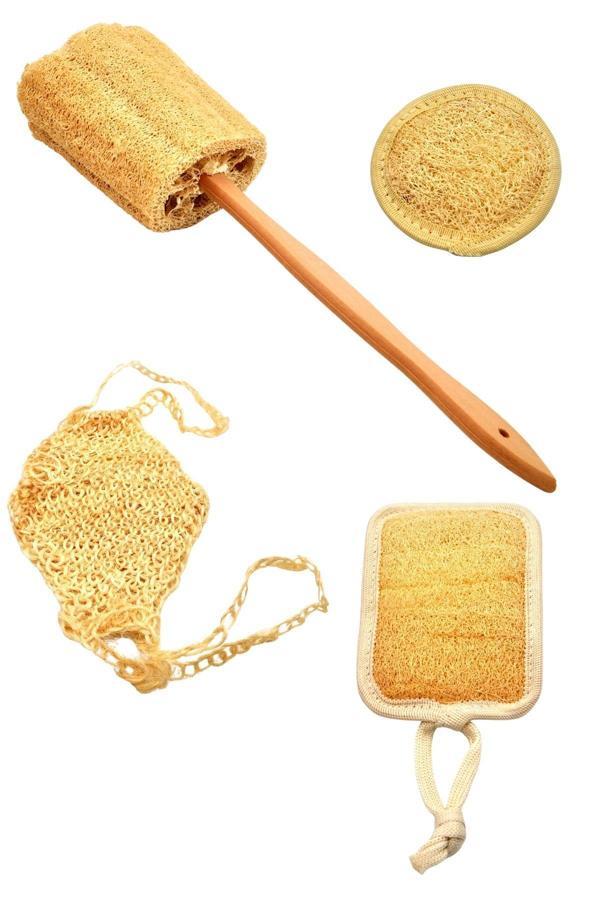 Doğal Kabak Lifi 4'lü Banyo Hamam Kese Seti (Yüz + Vücud + Sırt) Set3 - Image 1