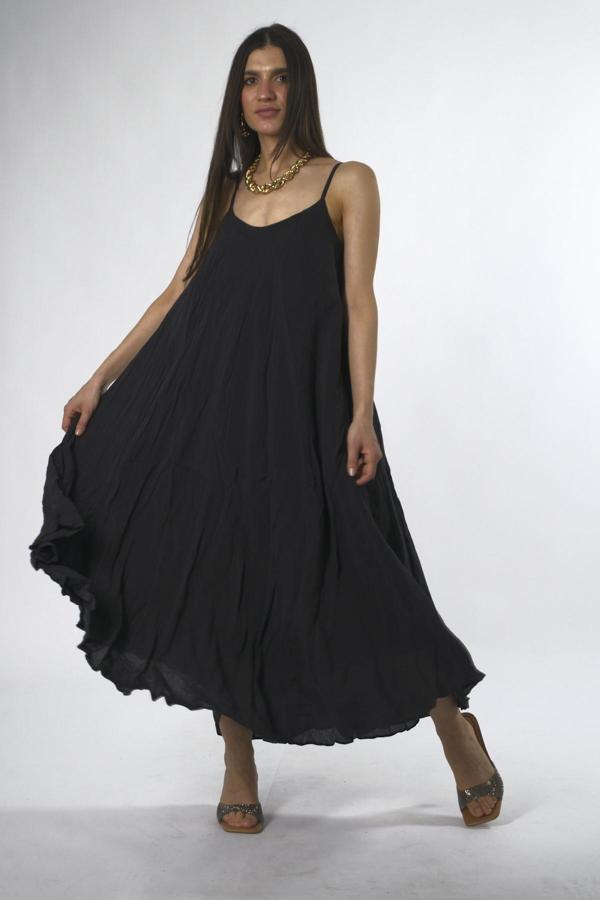 Abbra Kadın Modal Kırışık Askılı Elbise - Image 1