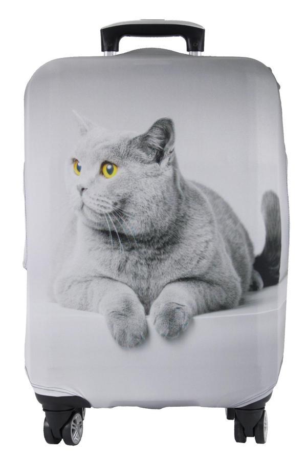 (My#77 Gri Kedi) VALİZ İÇİN KILIF - Image 1