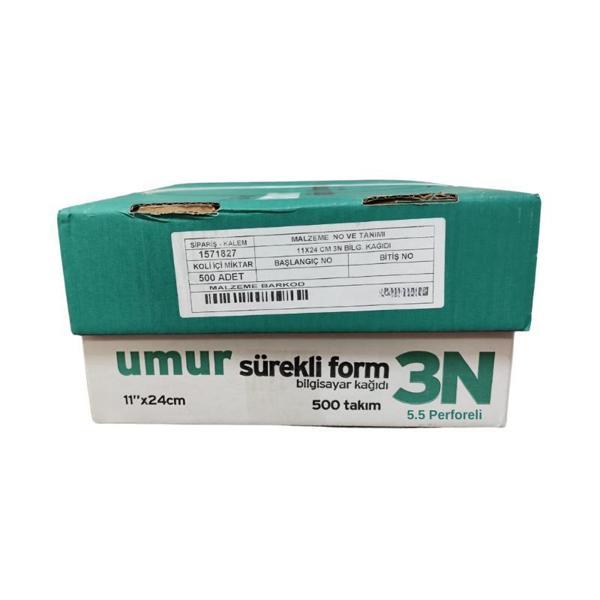 UMUR Sürekli Form 11x24 3 Nüsha (5.5 Perforeli) 500 lü - Image 1