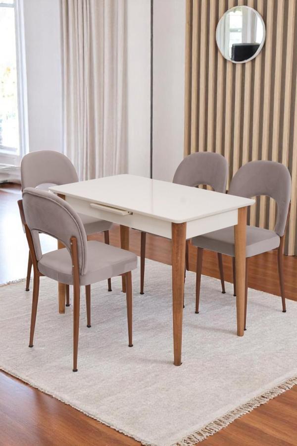 Melisa Hilal Lak Panel Açılır Mutfak Masa Sandalye Takımı 60x100 - Image 1