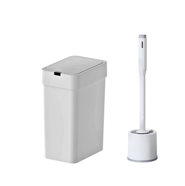 Sensörlü Otomatik Slim Çöp Kovası 9 Lt+ Deterjan Hazneli Silikon Klozet Fırçası - Image 1
