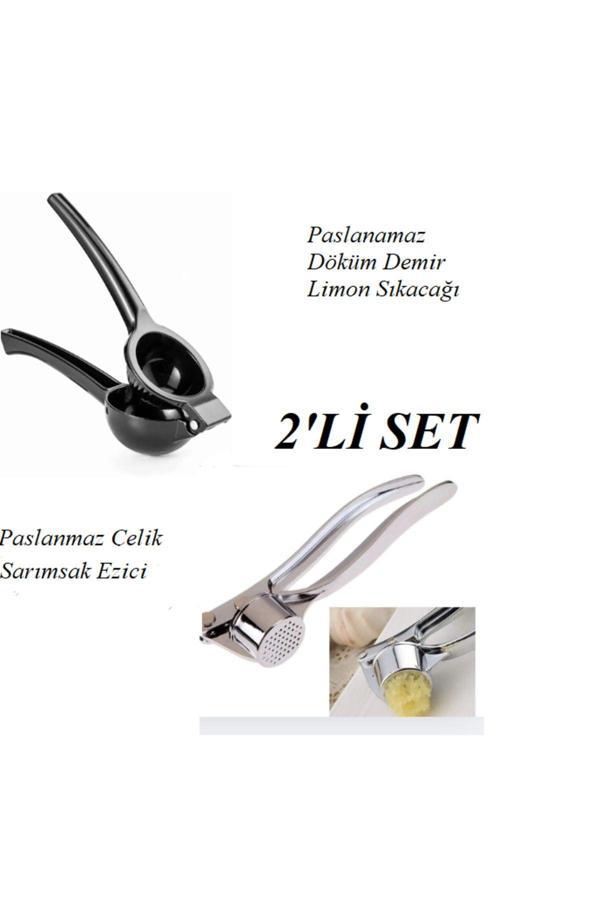 Hilamingo Home Döküm Limon Sıkacağı/ Çelik Sarımsak Ezeceği 2'Li Set - Image 1