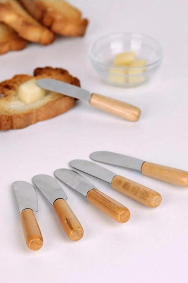 Hilamingo Home Bambu Saplı Tereyağı Reçel Çikolata Bıçağı Mini Spatula 6 Adet - Image 1