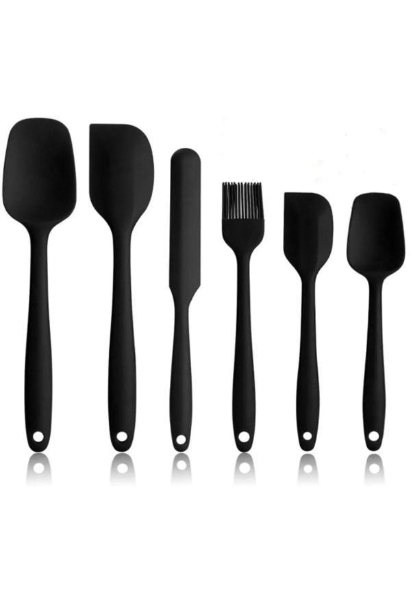 Hilamingo Home 6 Parça Siyah Renk Isıya Dayanıklı Yanmaz Yapışmaz Silikon Spatula Seti - Image 1