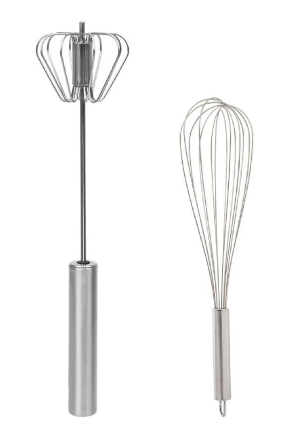 Hilamingo Home Otomatik Çelik Basmalı Çırpıcı + Orta Boy Çırpıcı - Image 1