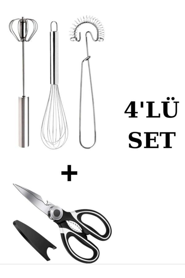 Hilamingo Home 4'Lü Mutfak Gereçleri Set; Çıepıcı,Çok Fonksiyonlu Mutfak Makası - Image 1