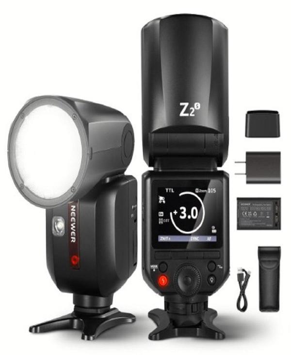 Neewer Z2-S Sony Uyumlu 76W Yuvarlak Kafa Akülü Tepe Flaşı & Kubbe Difüzör - Image 1