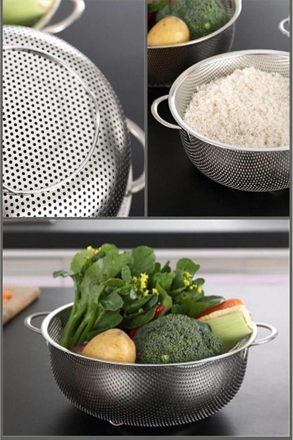 Hilamingo Home 23 Cm Metal Süzgeç, Yemek Süzgeci, Makarna Süzgeci, Metal Delikli Süzgeç - Image 1