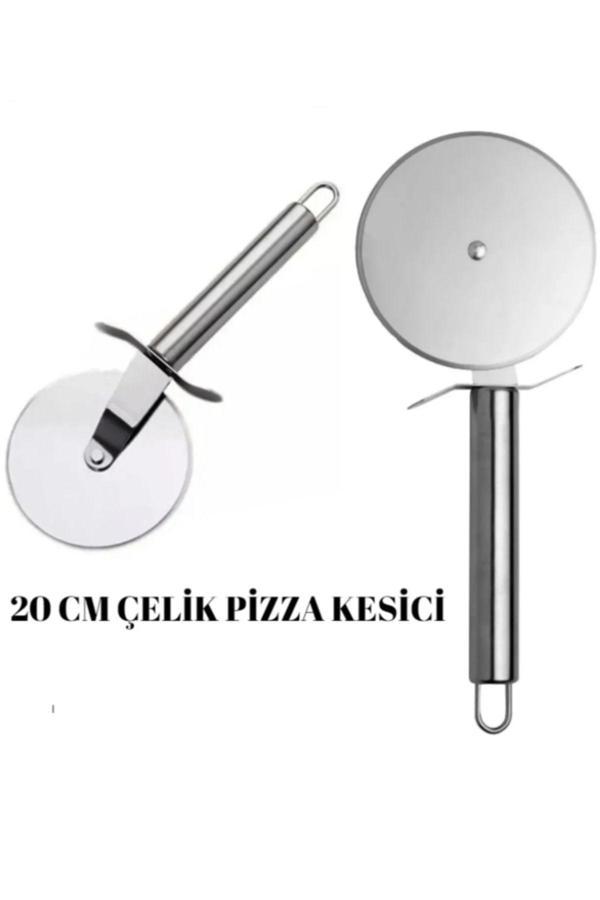 Hilamingo Home 20 Cm Çelik Pizza Hamur Mantı Börek Kesme Ruleti | Pratik Pizza Kesici Dilimleyici Rulet - Image 1