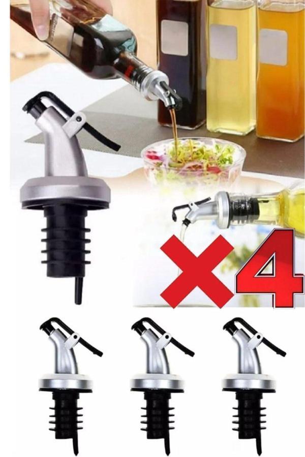 Hilamingo Home 4'Lü Kapaklı Damlatmaz Yağ Tıpası Yağdanlık Şişe Ucu Yağlık Sirkelik Sosluk Damlatmaz - Image 1