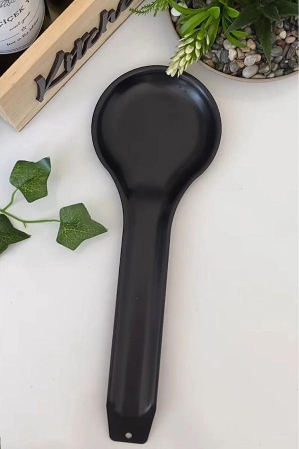 Hilamingo Home Paslanmaz Metal Siyah Tezgah Üstü Kirli Kaşıklık, Kaşık Altlığı - Image 1