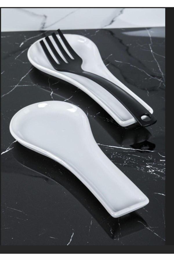 Hilamingo Home Seramik Beyaz Kirli Kaşık Altlığı Kaşıklık - Image 1