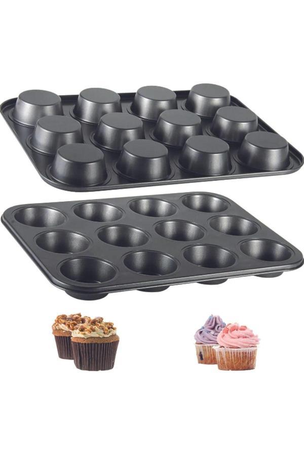 Hilamingo Home 12'Li Muffin Kalıbı Cupcake Kapsülü Fırın Mini Kek Browni Kek Kabı Yanmaz Yapışmaz - Image 1