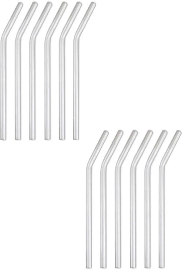 Hilamingo Home 12 Adet Eğik Cam Pipet Isıya Dayanıklı Termisil Cam Pipet 21Cm - Image 1