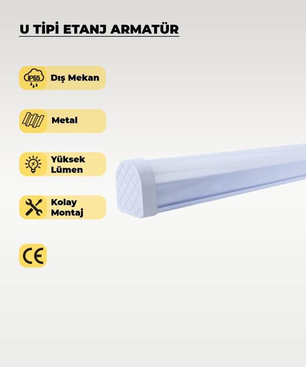 54W U Tipi Etanj Armatür 6500K Beyaz Işık - IP65 - Image 1