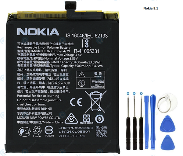 Nokia 8.1-X7 Batarya Pil Ta1119 He363 ve Tamir Seti - Image 1