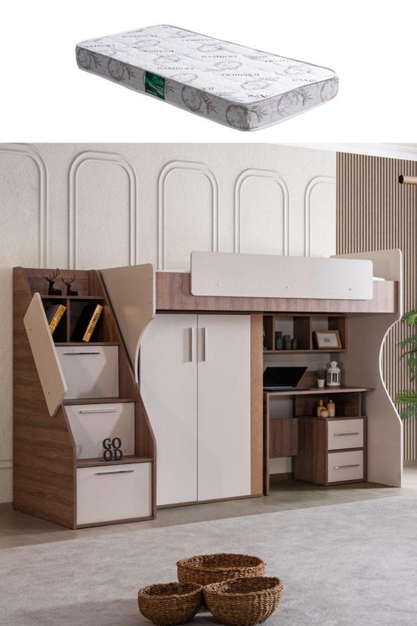 Ranza, Milano Dolaplı Çalışma Masalı Modern Ranza+ 1 Adet Comfort Yatak - Image 1