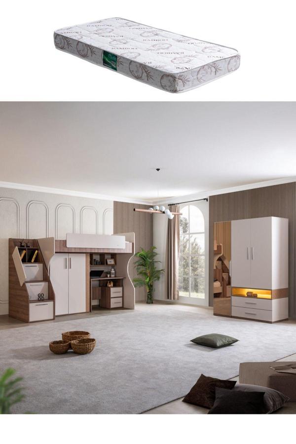 Ranza, Milano Ranza 2 Kapaklı Dolap Çalışma Masası 3 Kapaklı Dolap 1 Adet Comfort Yatak - Image 1