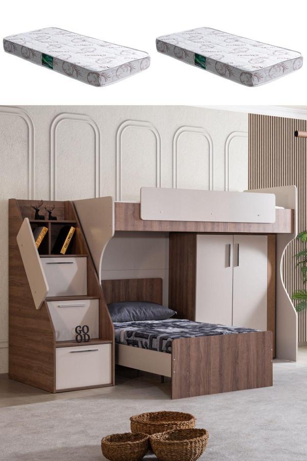 Ranza, Milano Çift Kişilik Dolaplı Modern Ranza + 2 Adet Comfort Yatak - Image 1