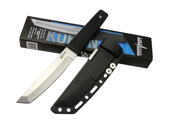 Cold Steel Aus 8a Kobun Tanto Outdoor / Av Bıçağı 25cm - Kılıflı, Kutulu, Siyah Plastik Sap - Image 1