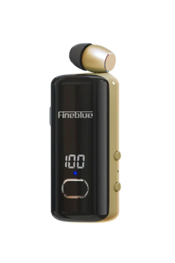 F580 Dijital Göstergeli Makaralı Titreşimli Bluetooth Kulaklık Gold - Image 1