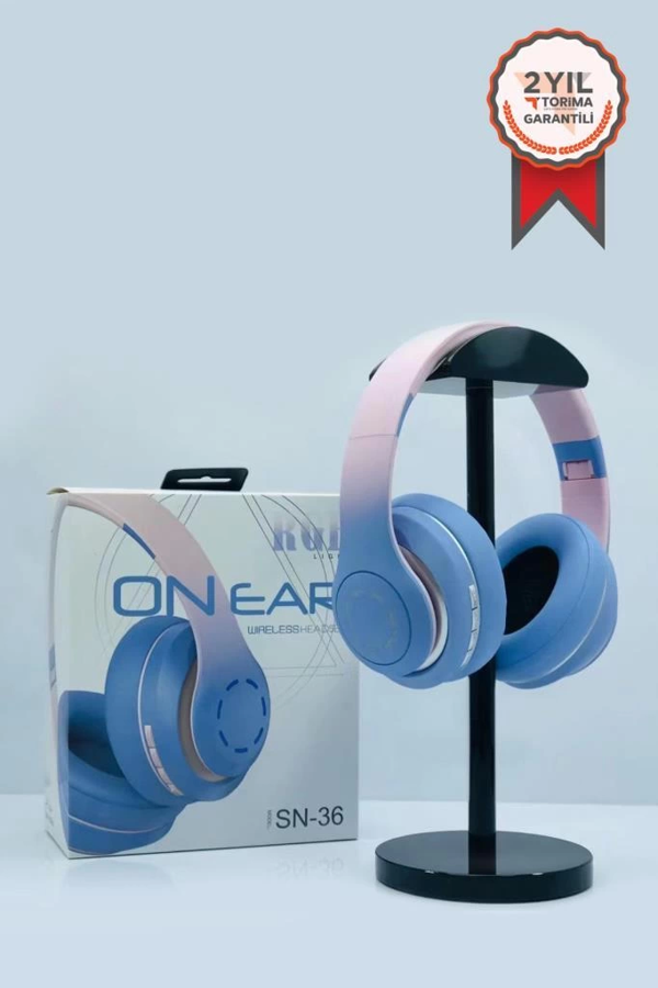 Sn-36 On-ear Kafa Üstü Kablosuz  Kulaklık Bluetooth 5.1  Blue - Image 1