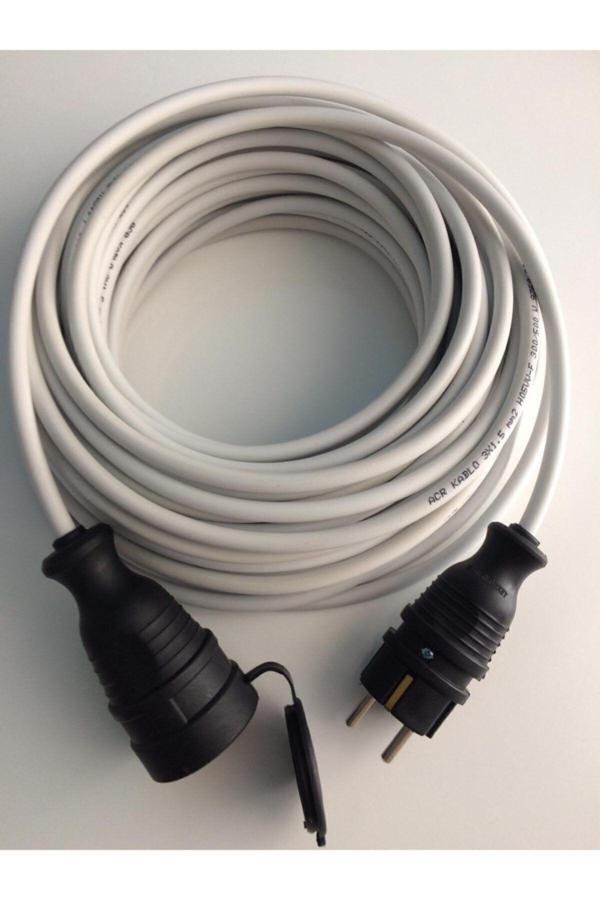 Anzeygrup Vip Aydınlatma 50 Metre Topraklı Seyyar Uzatma Kablosu 3X1,5 Mm Ttr Cca Kablo Beyaz Renk - Image 1