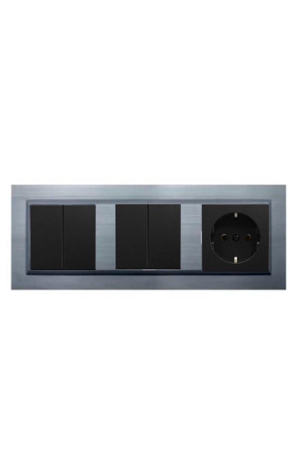 Ovivo Quantum Gümüş 3'Lü Set Komütatör, Komütatör Ve Topraklı Priz Set - Image 1